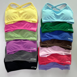 Dfyne Dynamic Backless Sports Bra Women Seamless Cross Back Bra Padded Yoga Top Yoga Bra StretchMedium Support Gym Crop Top