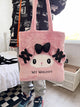 Sanrio Cute Lolita Kuromi My Melody Handbag Plush Bag Lovely Janpaese Style Shoulder Bag For Girl Student Black High-capacity
