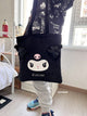 Sanrio Cute Lolita Kuromi My Melody Handbag Plush Bag Lovely Janpaese Style Shoulder Bag For Girl Student Black High-capacity