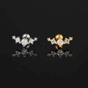 Stainless Steel Piercing Ear Helix Rook Tragus Snug Lobe Flat Earring for Women Zircon Piercing Drop Earring Matching Jewelry