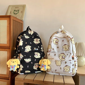 Sanrioed Pom Pom Purin Anime Cute Backpack Schoolbags Student Cartoon Travel Large Capacity Shoulder Bag Gift for Friend