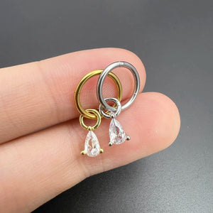 Stainless Steel Piercing Ear Helix Rook Tragus Snug Lobe Flat Earring for Women Zircon Piercing Drop Earring Matching Jewelry