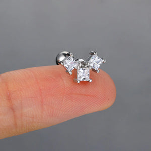 Stainless Steel Piercing Ear Helix Rook Tragus Snug Lobe Flat Earring for Women Zircon Piercing Drop Earring Matching Jewelry