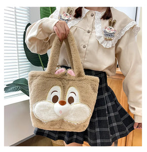 Disney Backpack Cartoon Chip 'n' Dale Plush Handbag Fashion Women's Bag Large Capacity Shoulder Bag Shopper Bag Birthday Gift