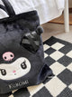 Sanrio Cute Lolita Kuromi My Melody Handbag Plush Bag Lovely Janpaese Style Shoulder Bag For Girl Student Black High-capacity