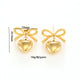 Minimalist Smooth Bow Heart Pendant Earrings for Women Attractive Romantic Love Stud Earring Fashion Daily Jewelry Gift 2024 New