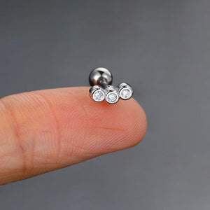 Stainless Steel Piercing Ear Helix Rook Tragus Snug Lobe Flat Earring for Women Zircon Piercing Drop Earring Matching Jewelry