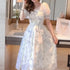 Party Dress Summer New Casual Floral Print Clothing Holiday Vestidos Elegant Sweet Short Sleeve Chiffon Long Dress 20044