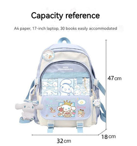 Anime Sanrio Plush Toy Cinnamoroll Backpack Children Girl Boy Black Blue Schoolbag Kawaii Student School Bag Computer Large Gift