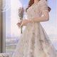 Party Dress Summer New Casual Floral Print Clothing Holiday Vestidos Elegant Sweet Short Sleeve Chiffon Long Dress 20044