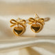 Minimalist Smooth Bow Heart Pendant Earrings for Women Attractive Romantic Love Stud Earring Fashion Daily Jewelry Gift 2024 New