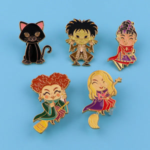 Hocus Pocus Enamel Pin Brooches for Women Men Lapel Pins Badges on Backpack Clothes Accessories Fashion Jewelry Halloween Gifts