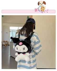 Large Sanrio Plush Backpack Cute Cinnamoroll Plush Doll My Melody Bag Cartoon Kawaii  Kulomi Plush Bag Gifts for Kids Girls