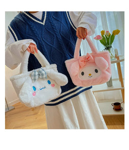 Sanrio Cinnamoroll Cute Plush Fashion Handbag 2023 New Cartoon Multicolor Furry Small Shoulder Bag Messenger Bag Backpack Wallet