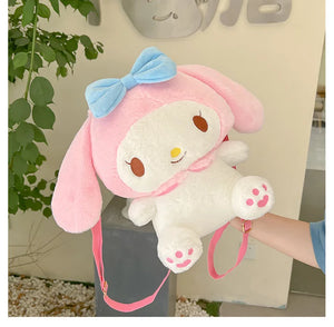 Large Sanrio Plush Backpack Cute Cinnamoroll Plush Doll My Melody Bag Cartoon Kawaii  Kulomi Plush Bag Gifts for Kids Girls
