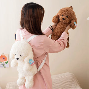 ZU Kawaii Plush Backpacks Stuffed Animal Teddy Dog Poodle Bear Bags Cute Children Teenager Gifts Soft School Backpack