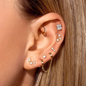 Stainless Steel Piercing Ear Helix Rook Tragus Snug Lobe Flat Earring for Women Zircon Piercing Drop Earring Matching Jewelry