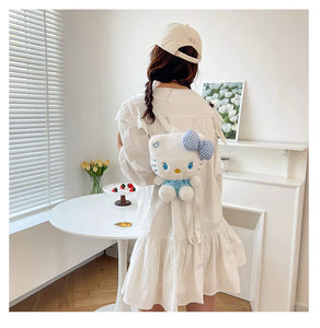 Kawaii Sanrio Hello Kitty Plush Backpack Stuffed Animal Doll Toy Women Plushie Bag Cartoon Cute Girl Shoulder Bag Birthday Gifts