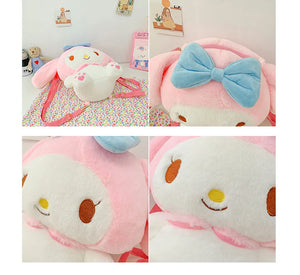 Large Sanrio Plush Backpack Cute Cinnamoroll Plush Doll My Melody Bag Cartoon Kawaii  Kulomi Plush Bag Gifts for Kids Girls
