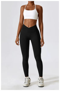 Scrunch Butt Gym Leggings Women Clothing  V Cross High Waist Yoga Pants Seamless Sports Leggings Femme Push Up Yoga Leggings