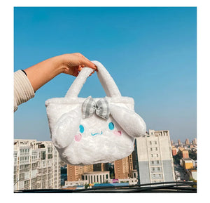 Sanrio Cinnamoroll Cute Plush Fashion Handbag 2023 New Cartoon Multicolor Furry Small Shoulder Bag Messenger Bag Backpack Wallet