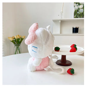Kawaii Sanrio Hello Kitty Plush Backpack Stuffed Animal Doll Toy Women Plushie Bag Cartoon Cute Girl Shoulder Bag Birthday Gifts