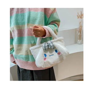 Sanrio Cinnamoroll Cute Plush Fashion Handbag 2023 New Cartoon Multicolor Furry Small Shoulder Bag Messenger Bag Backpack Wallet