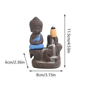 Creative Incense Burner Smoke Waterfall the Little Monk Small Buddha Incense Burner Holder Censer Home Table Decorations Crafts