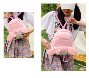 Sanrio Plush Bag Korean Version Cute and Versatile Plush Large Capacity Girl Heart Backpack Cartoon Leisure Student Backpack