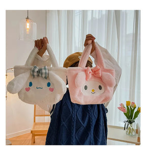 Sanrio Cinnamoroll Cute Plush Fashion Handbag 2023 New Cartoon Multicolor Furry Small Shoulder Bag Messenger Bag Backpack Wallet
