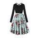 French printed dress, long sleeved skirt