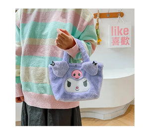 Sanrio Cinnamoroll Cute Plush Fashion Handbag 2023 New Cartoon Multicolor Furry Small Shoulder Bag Messenger Bag Backpack Wallet