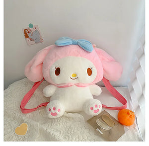 Large Sanrio Plush Backpack Cute Cinnamoroll Plush Doll My Melody Bag Cartoon Kawaii  Kulomi Plush Bag Gifts for Kids Girls