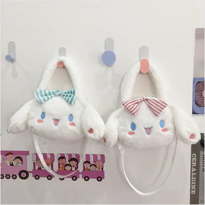 Sanrio Cinnamoroll Cute Plush Fashion Handbag 2023 New Cartoon Multicolor Furry Small Shoulder Bag Messenger Bag Backpack Wallet