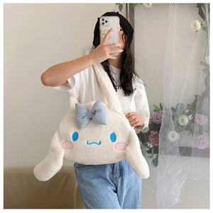 Kawaii Sanrio Plush Handbag Cinnamoroll Kuromi my Melody Women Tote Bagpack Shoulder Bag Fashion Female Messenger Bags Xmas Gift