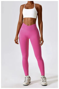 Scrunch Butt Gym Leggings Women Clothing  V Cross High Waist Yoga Pants Seamless Sports Leggings Femme Push Up Yoga Leggings