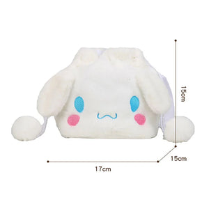 Sanrio Plush Shoulder Bag Cartoon Anime Kuromi Portable Drawstring Bag Cinnamoroll Plushies Toy My Melody Diagonal Package Gift