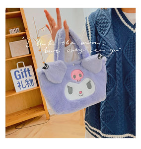 Sanrio Cinnamoroll Cute Plush Fashion Handbag 2023 New Cartoon Multicolor Furry Small Shoulder Bag Messenger Bag Backpack Wallet