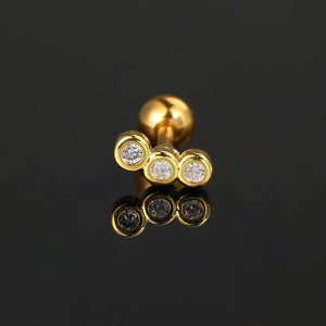 Stainless Steel Piercing Ear Helix Rook Tragus Snug Lobe Flat Earring for Women Zircon Piercing Drop Earring Matching Jewelry