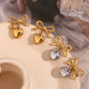 Minimalist Smooth Bow Heart Pendant Earrings for Women Attractive Romantic Love Stud Earring Fashion Daily Jewelry Gift 2024 New