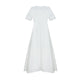 Solid Color Pearl Single-breasted Cardigan Dresses Women Princess Short Sleeve Dress Summer Female High Waist Pleated Hem Frock
