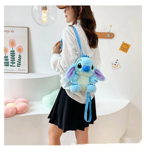 New Disney Cartoon Plush Backpack Kawai Stitch Doll Shoulder Bag Autumn And Winter Style Children'S Schoolbag Kindergarten Gifts