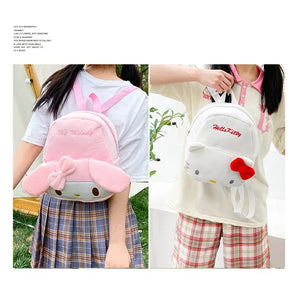 Sanrio Plush Bag Korean Version Cute and Versatile Plush Large Capacity Girl Heart Backpack Cartoon Leisure Student Backpack