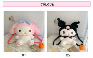 Large Sanrio Plush Backpack Cute Cinnamoroll Plush Doll My Melody Bag Cartoon Kawaii  Kulomi Plush Bag Gifts for Kids Girls