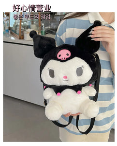 Large Sanrio Plush Backpack Cute Cinnamoroll Plush Doll My Melody Bag Cartoon Kawaii  Kulomi Plush Bag Gifts for Kids Girls