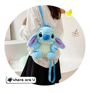 New Disney Cartoon Plush Backpack Kawai Stitch Doll Shoulder Bag Autumn And Winter Style Children'S Schoolbag Kindergarten Gifts