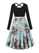 French printed dress, long sleeved skirt